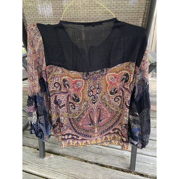 Nanette Lepore Sheer Silk Women’s Top Gold Flex Size 6 Boho Designer Flowy - Picture 10 of 12